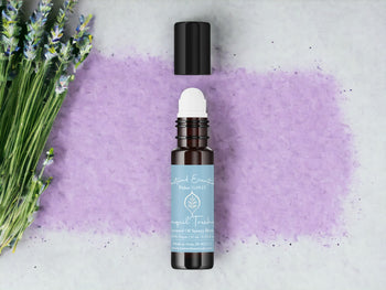 Tranquil treehouse roll-on green plant purple background