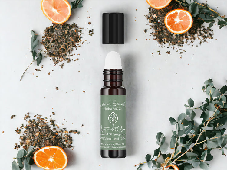 Arthritis oil blend with oranges and raw plants