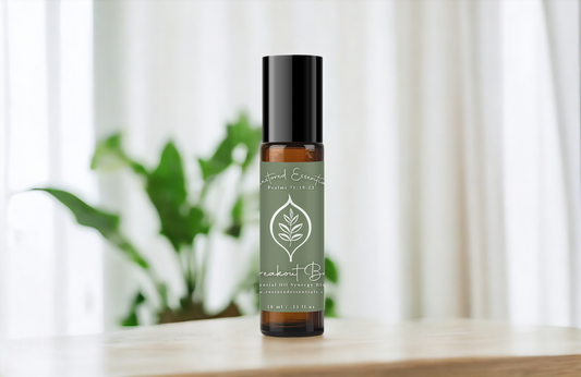 Skin clarity product in green bottle with plant in background